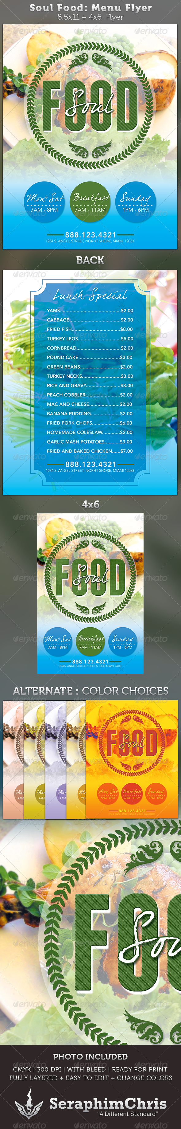 Soul Food Menu Flyer Template, Print Templates GraphicRiver